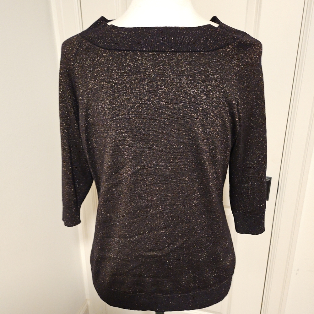 Lane Bryant Black Gold Metallic Boat Neck Sweater Sz 18/20